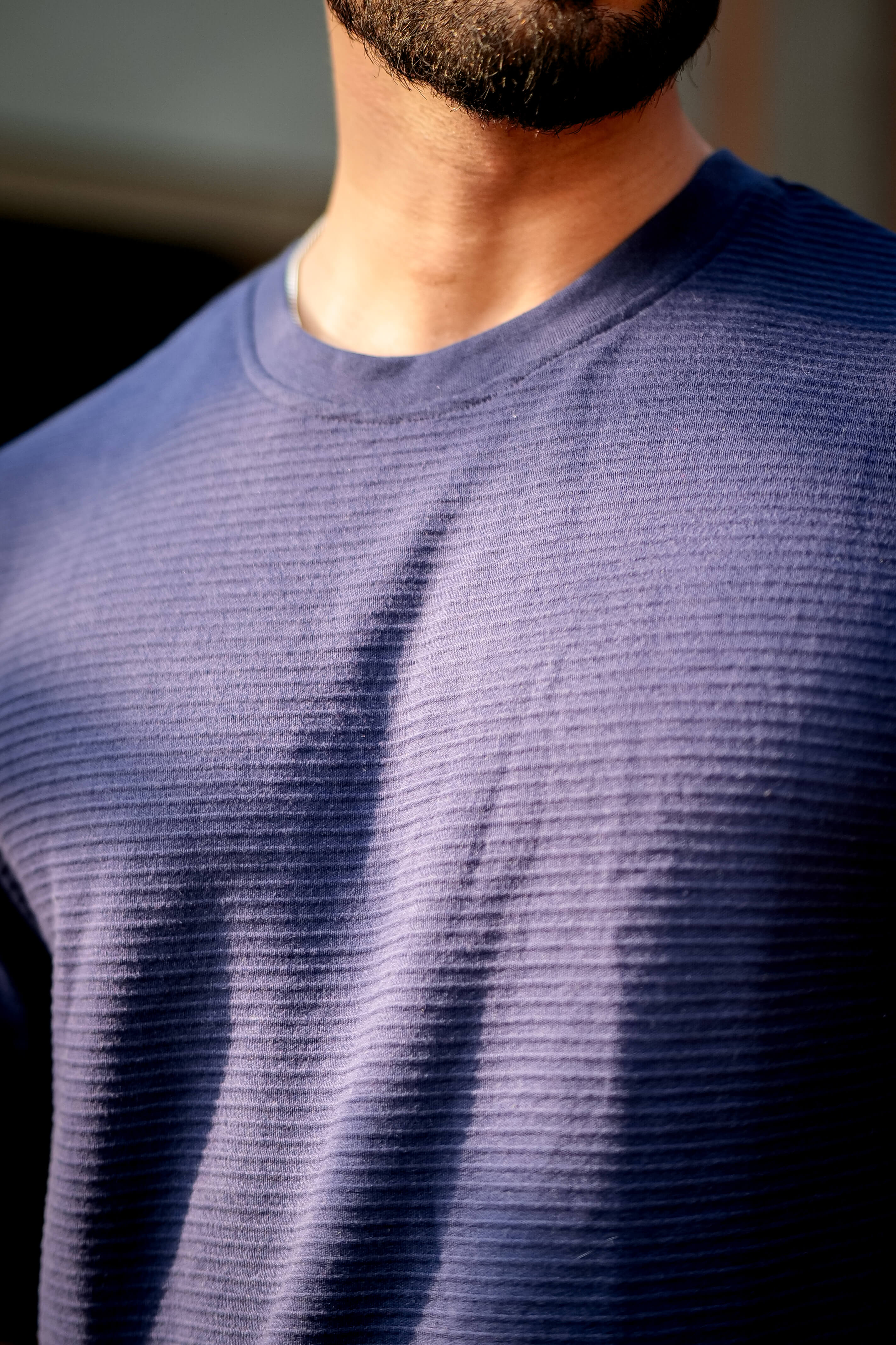 Navy Blue Oversized Cotton Round Neck T-Shirt