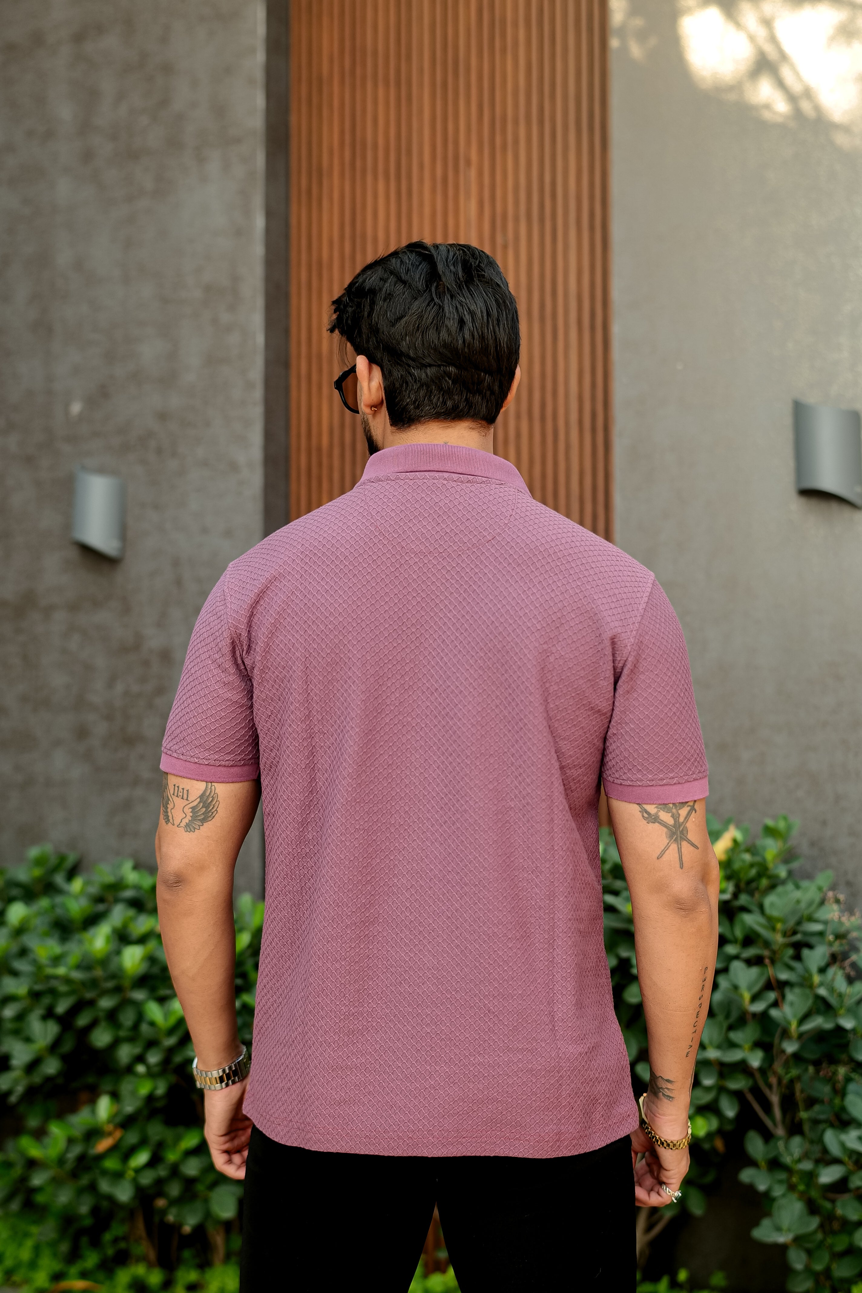 Onion Pink Cotton Half Sleeve Zipper Polo T-Shirt
