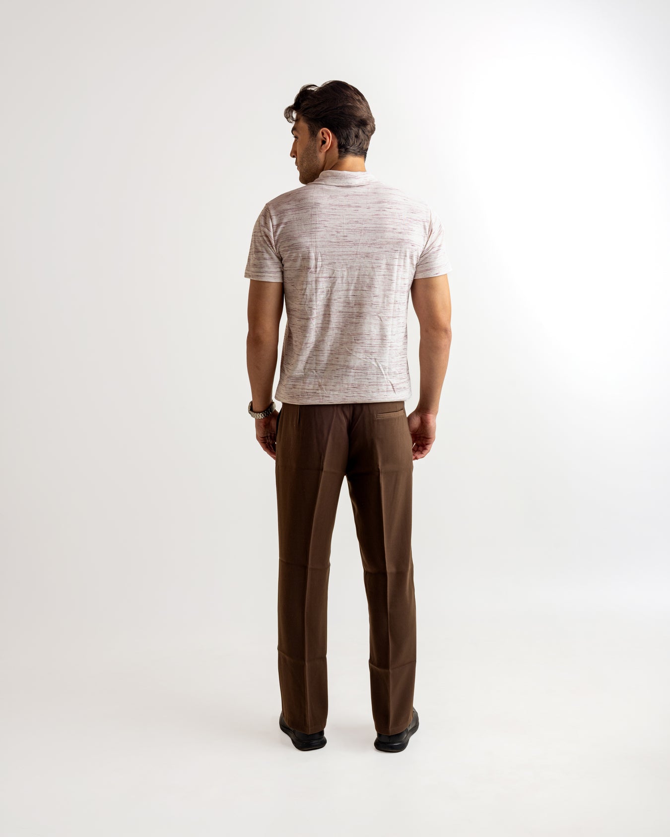 White Self Design Cotton Rib Zipper T-Shirt
