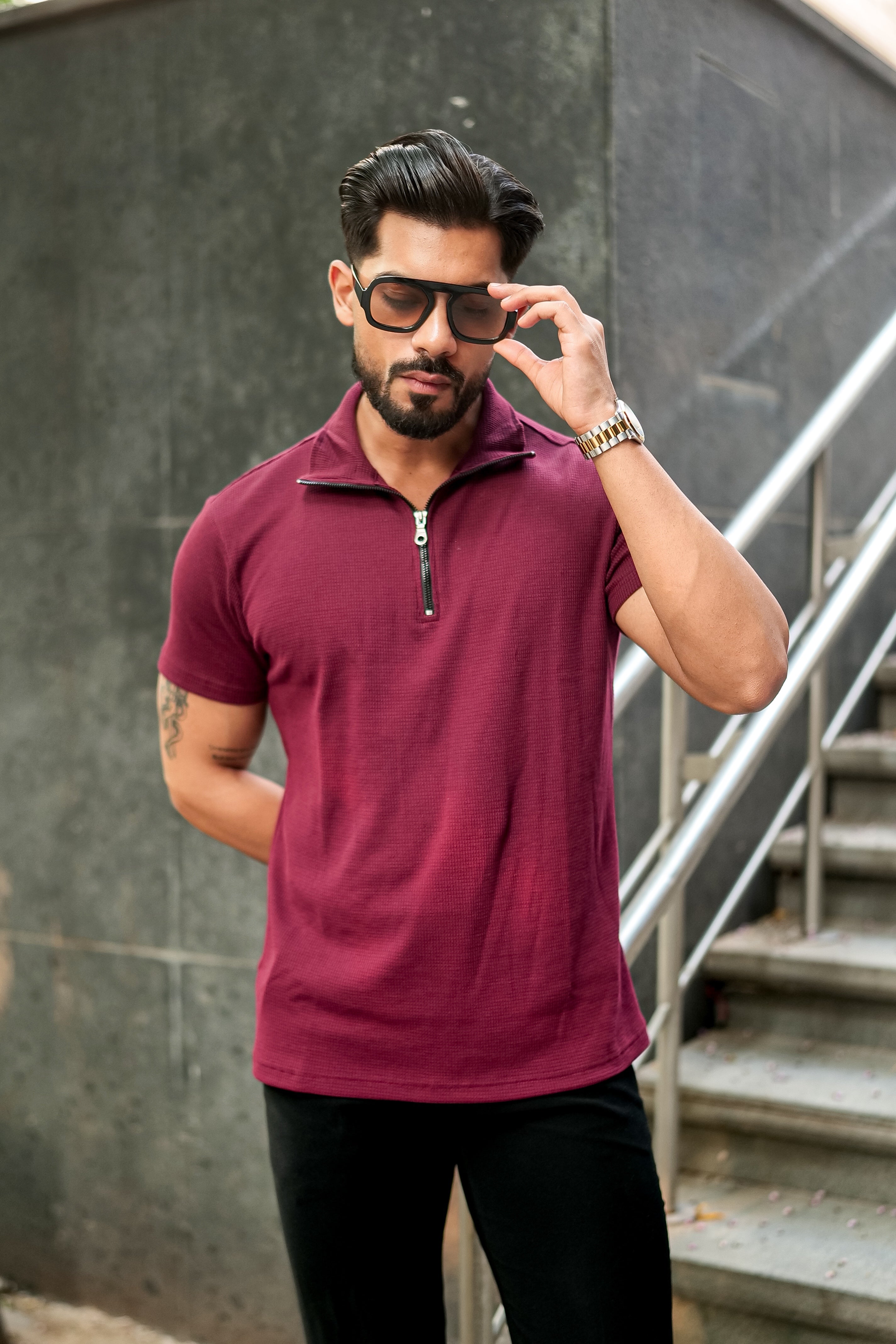 Wine Waffle Zipper T-Shirt