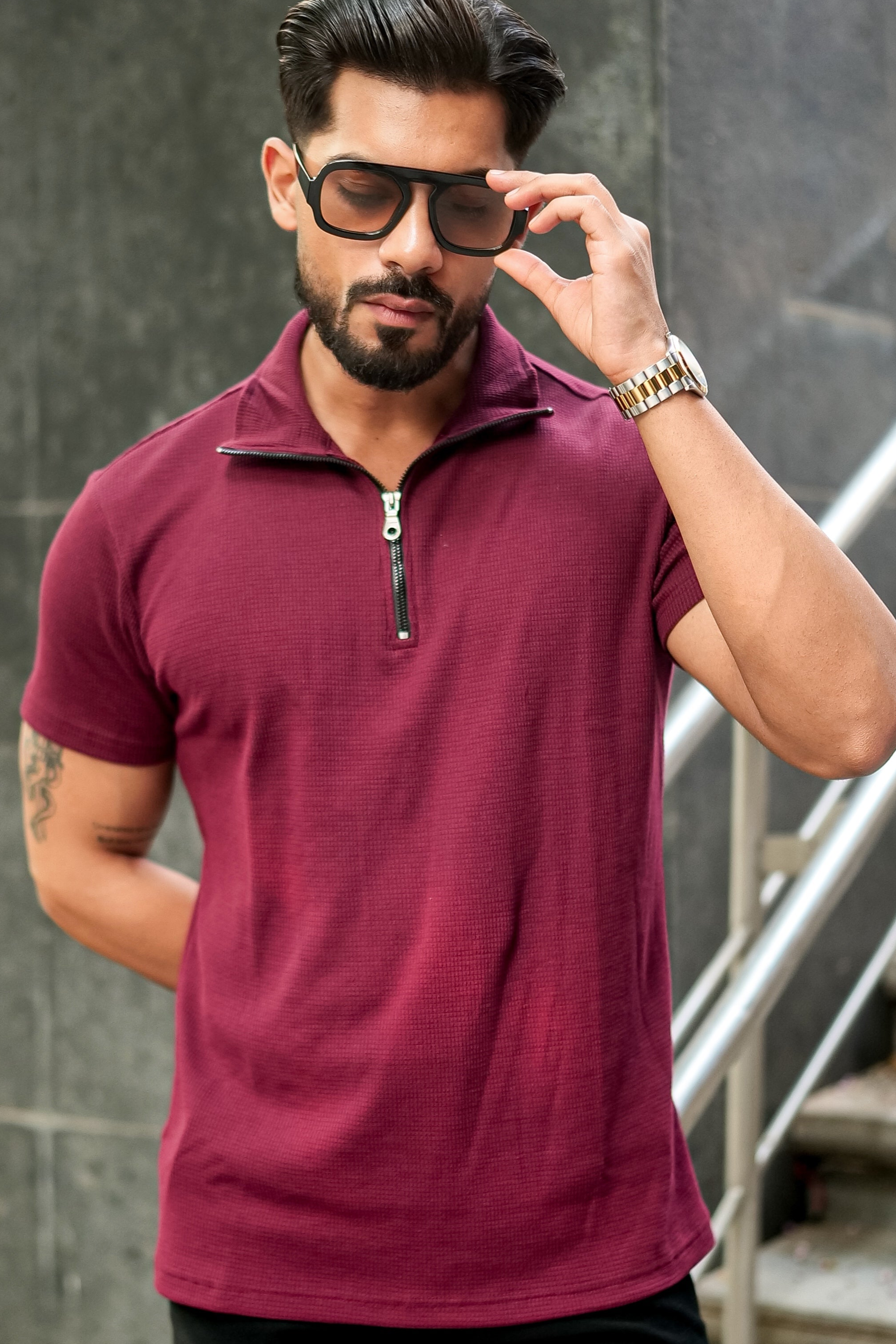 Wine Waffle Zipper T-Shirt