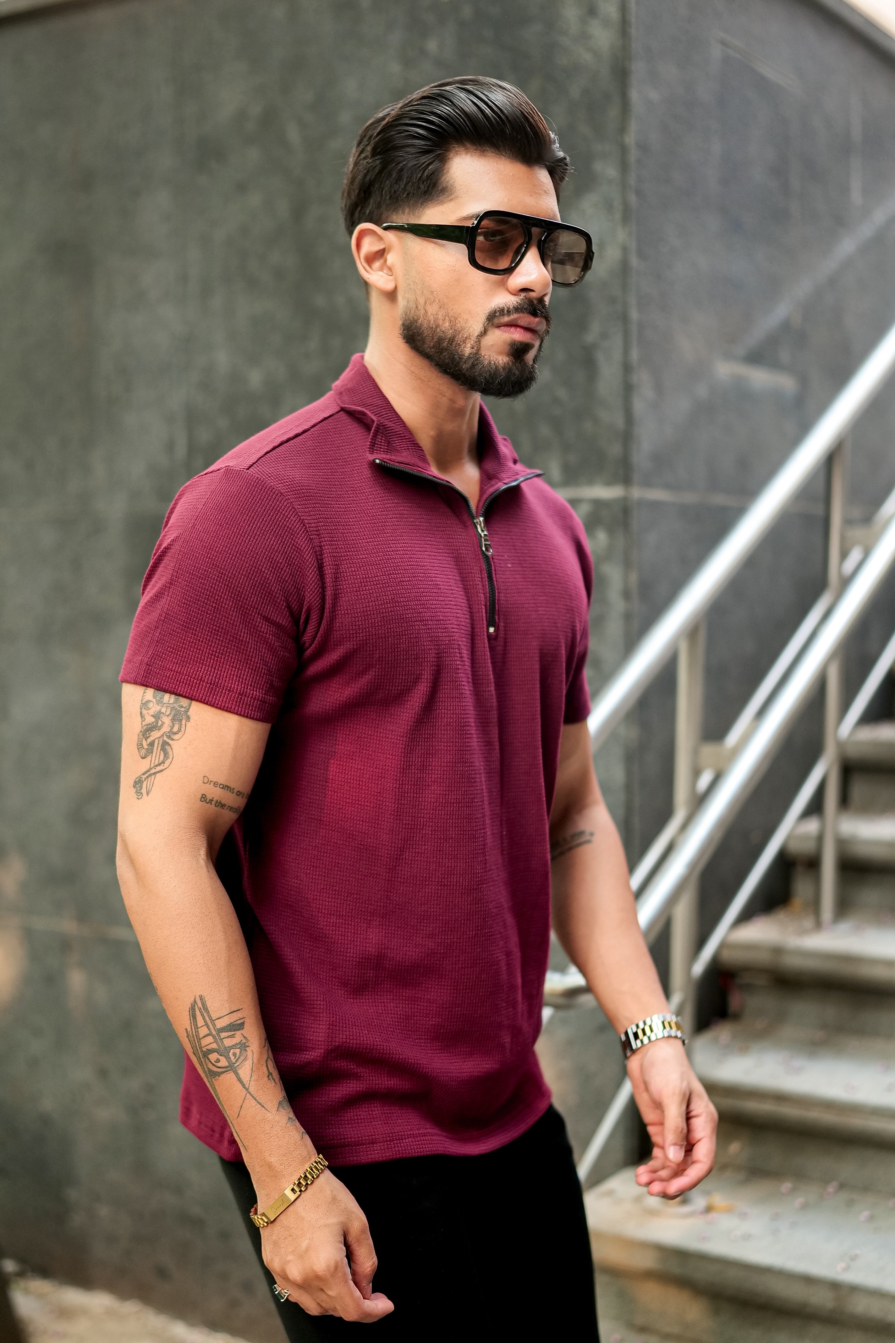 Wine Waffle Zipper T-Shirt