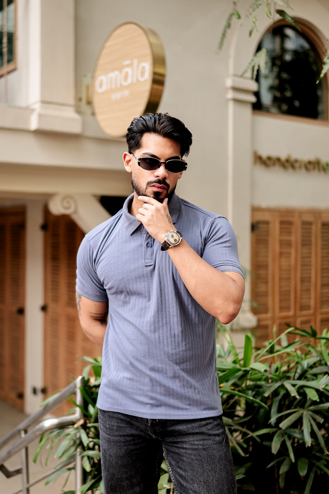 Blue Drop Needle Placket Polo Collar T-Shirt (Copy)