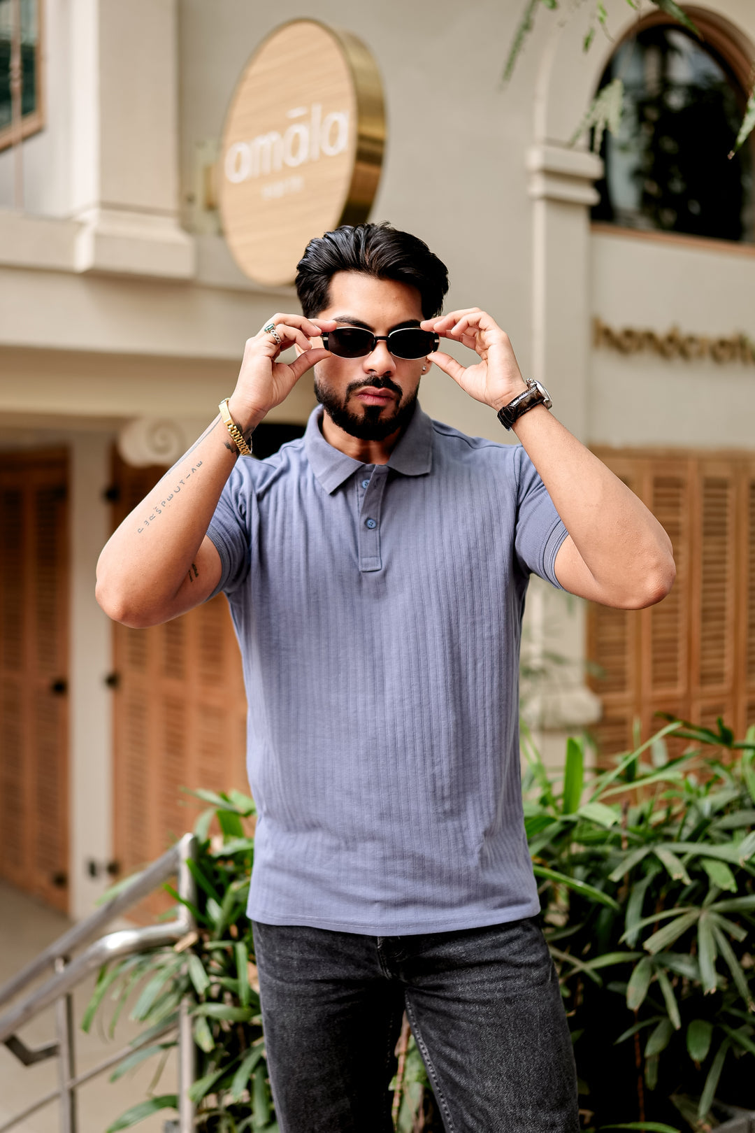 Blue Drop Needle Placket Polo Collar T-Shirt (Copy)