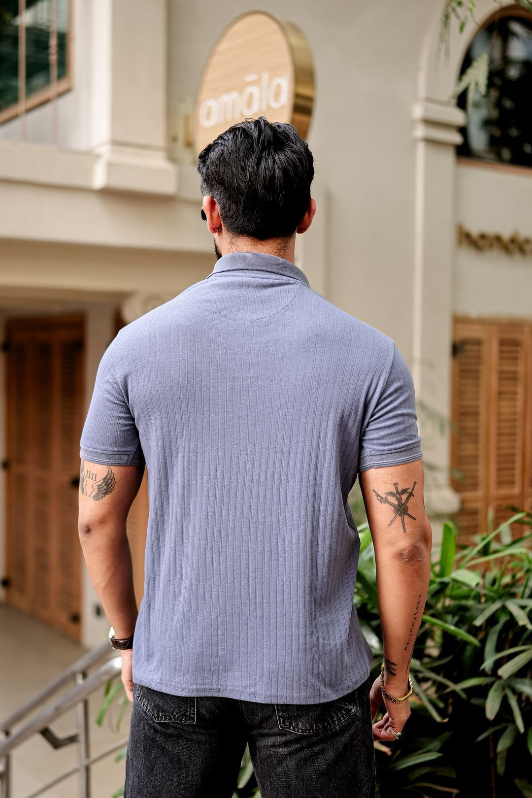 Blue Drop Needle Placket Polo Collar T-Shirt (Copy)