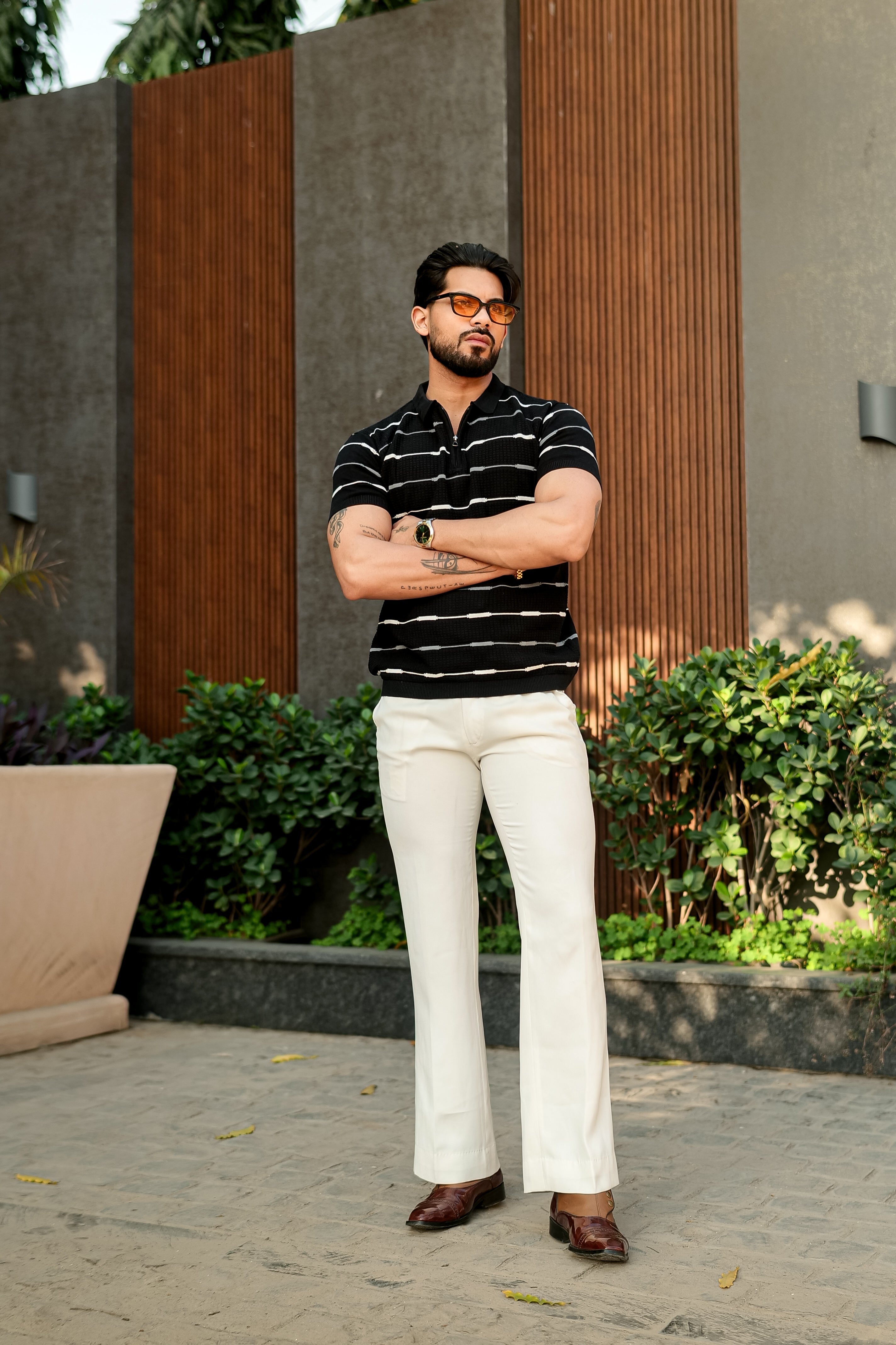 Black Premium Flat Knit Polo T-Shirt