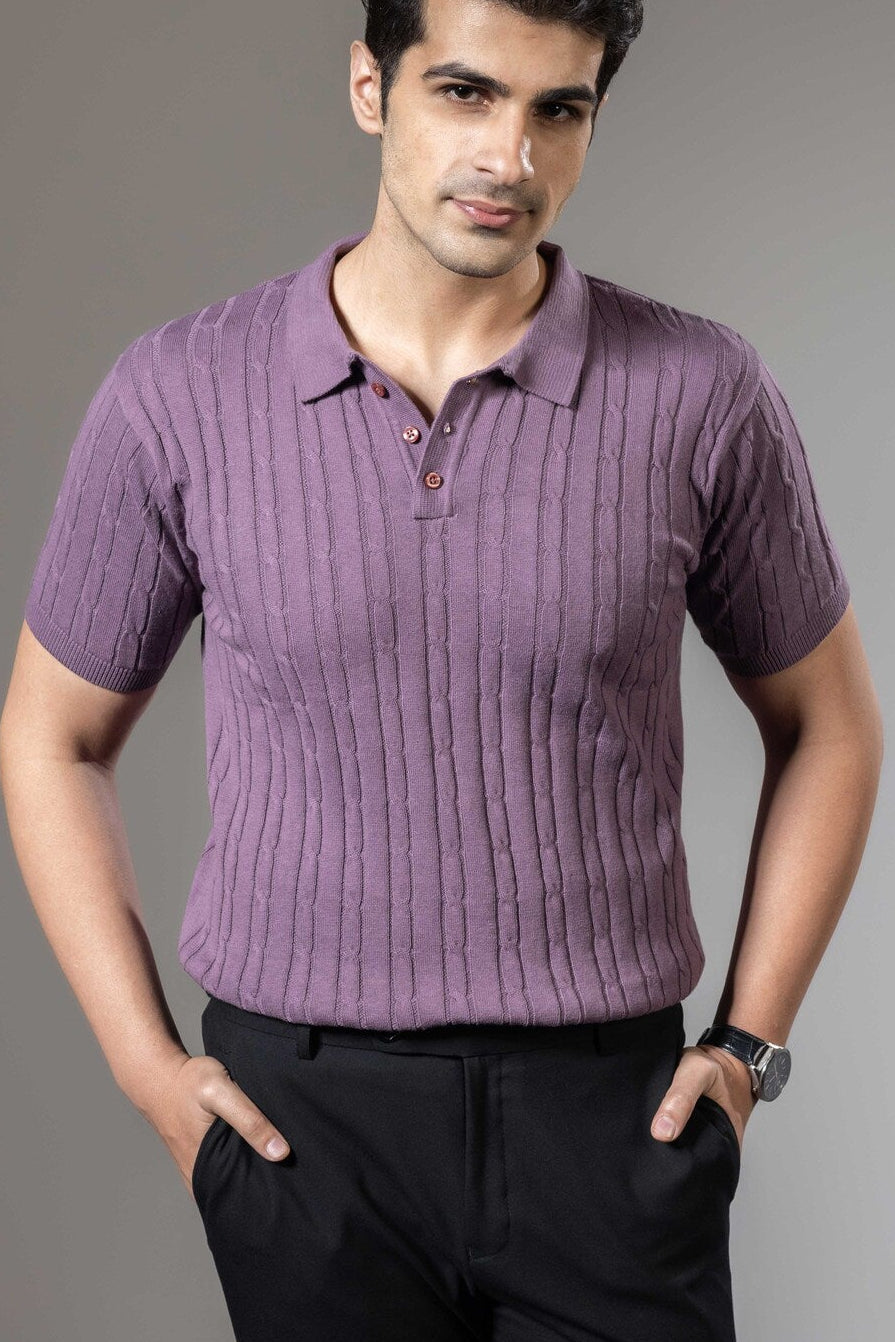 Purple Flat Knit Premium Polo T-Shirt