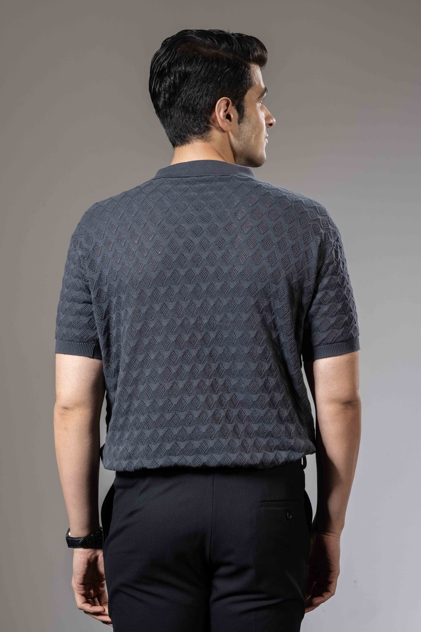 Textured Premium Flat Knit Polo T-Shirt