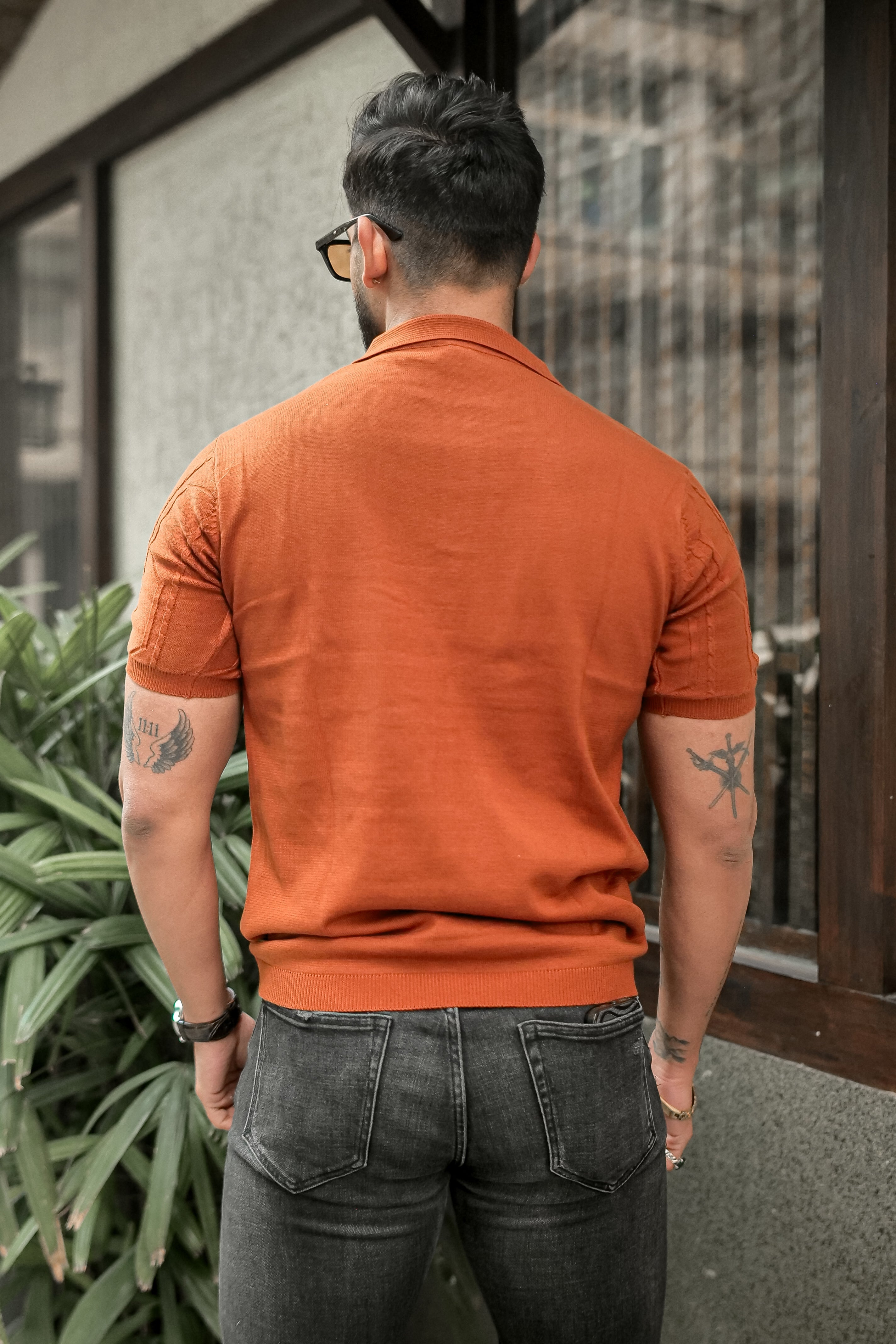 Orange Premium 3D Knit Polo T-Shirt
