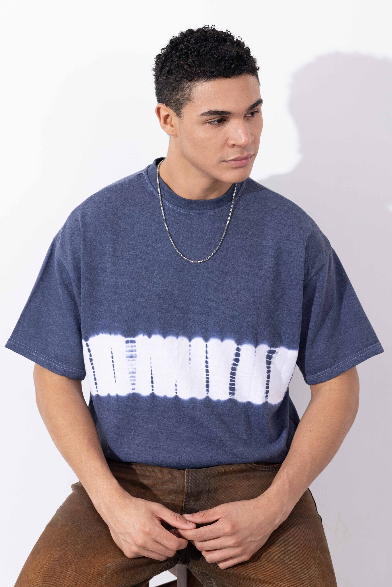 Navy Blue Tie-Dye Oversized T-Shirt