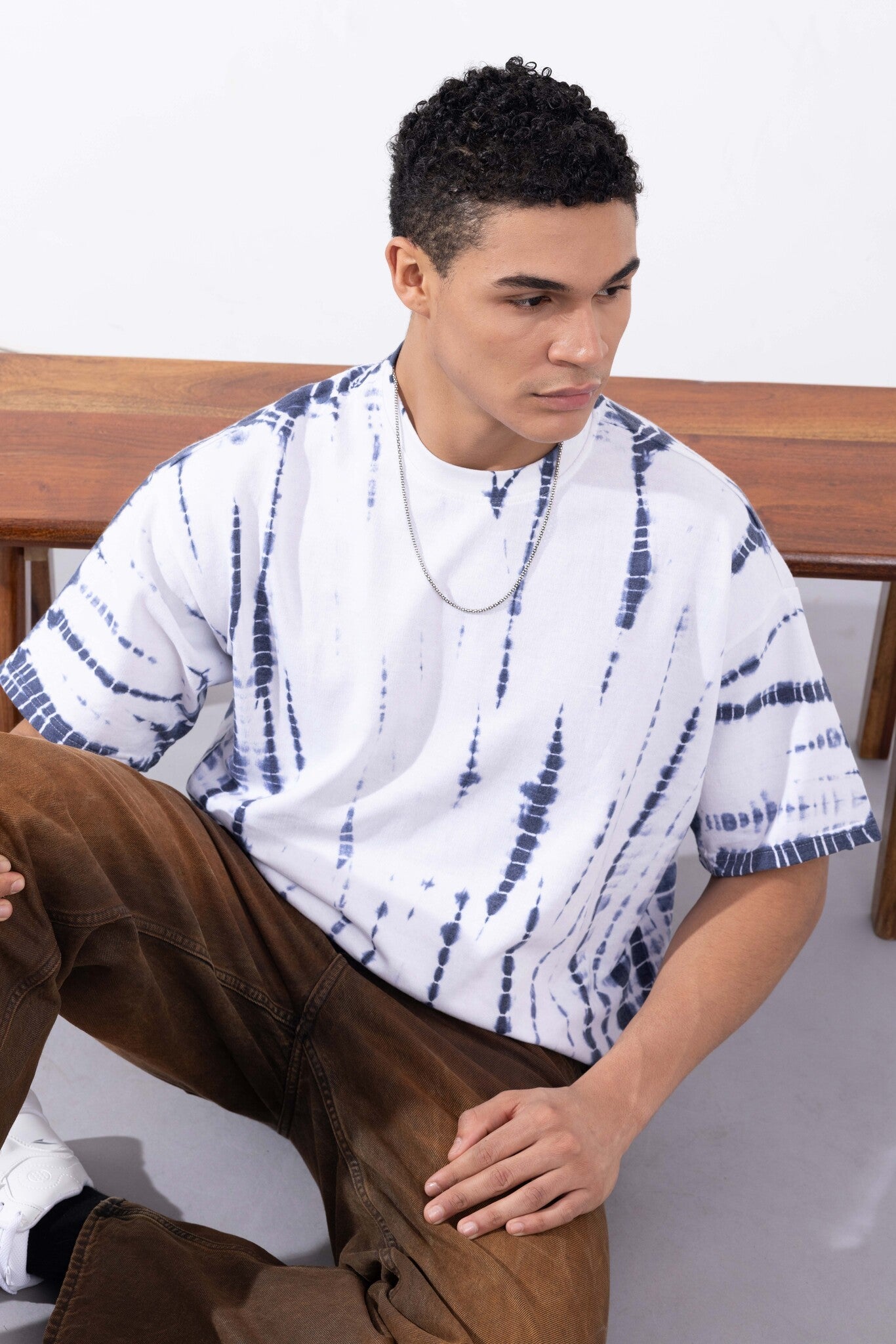White Tie-Dye Oversized T-Shirt Description