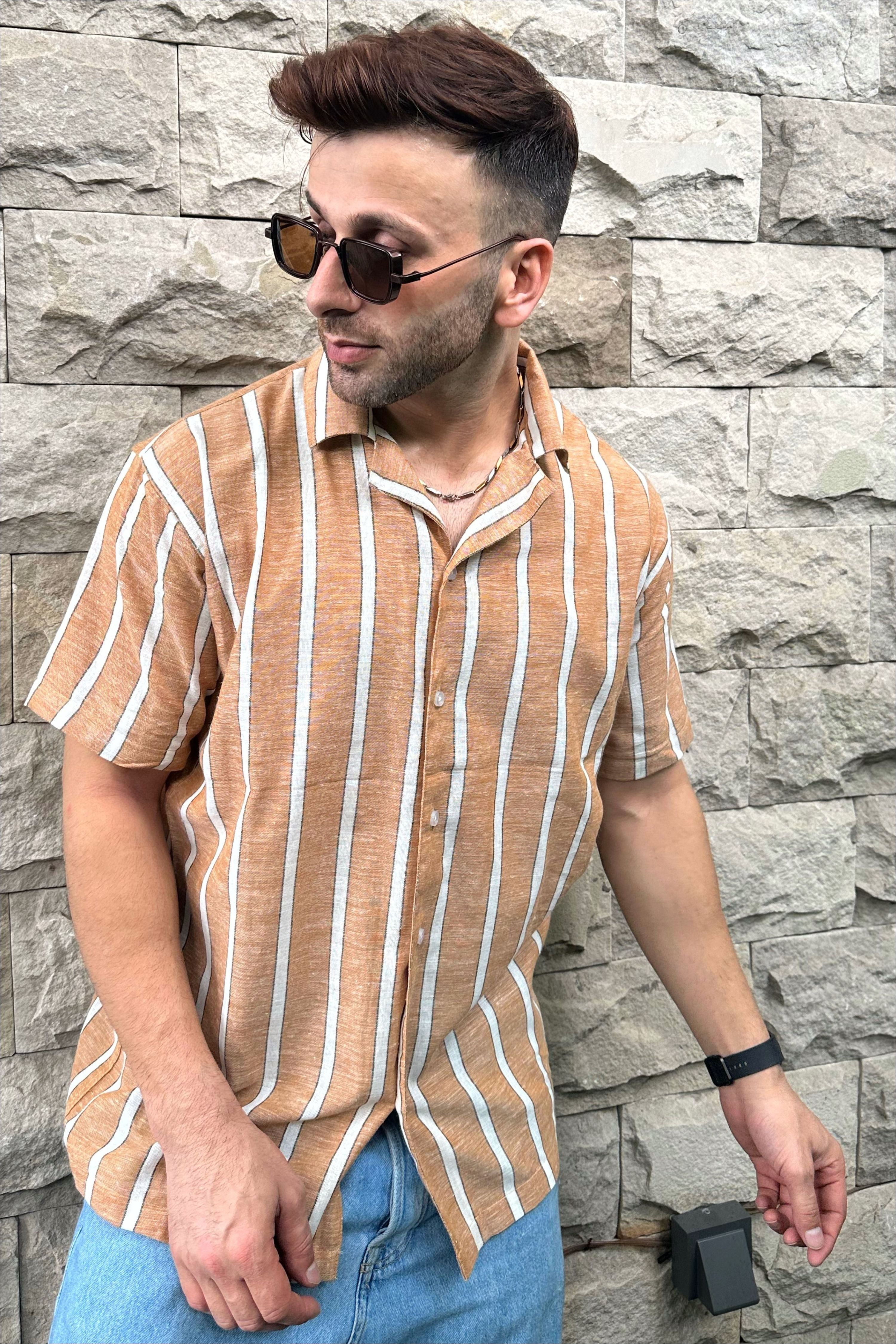 Mustard Oversized Striper Shirt