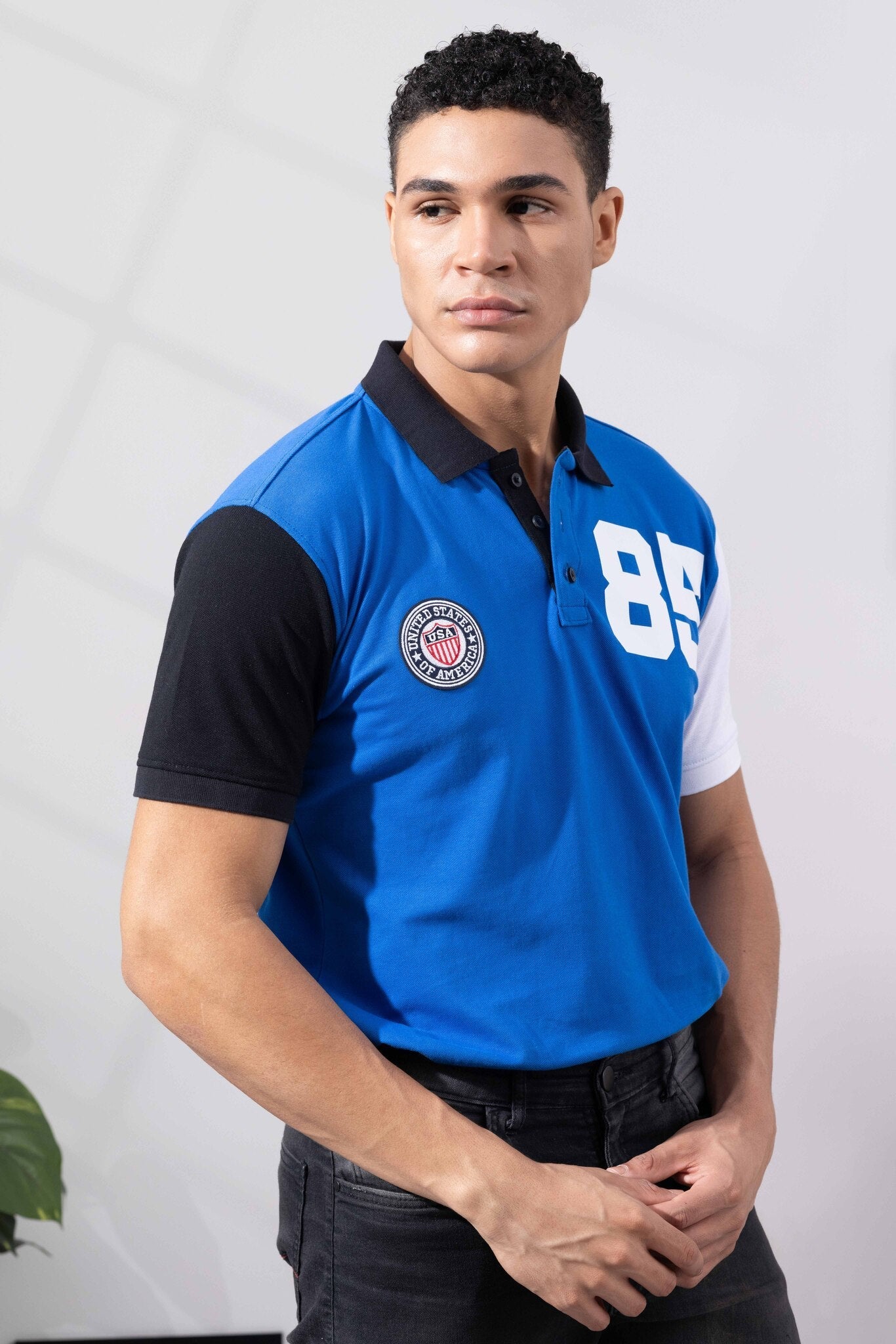 Royal Cotton Half Sleeve Printed Polo T-Shirt with Collar
