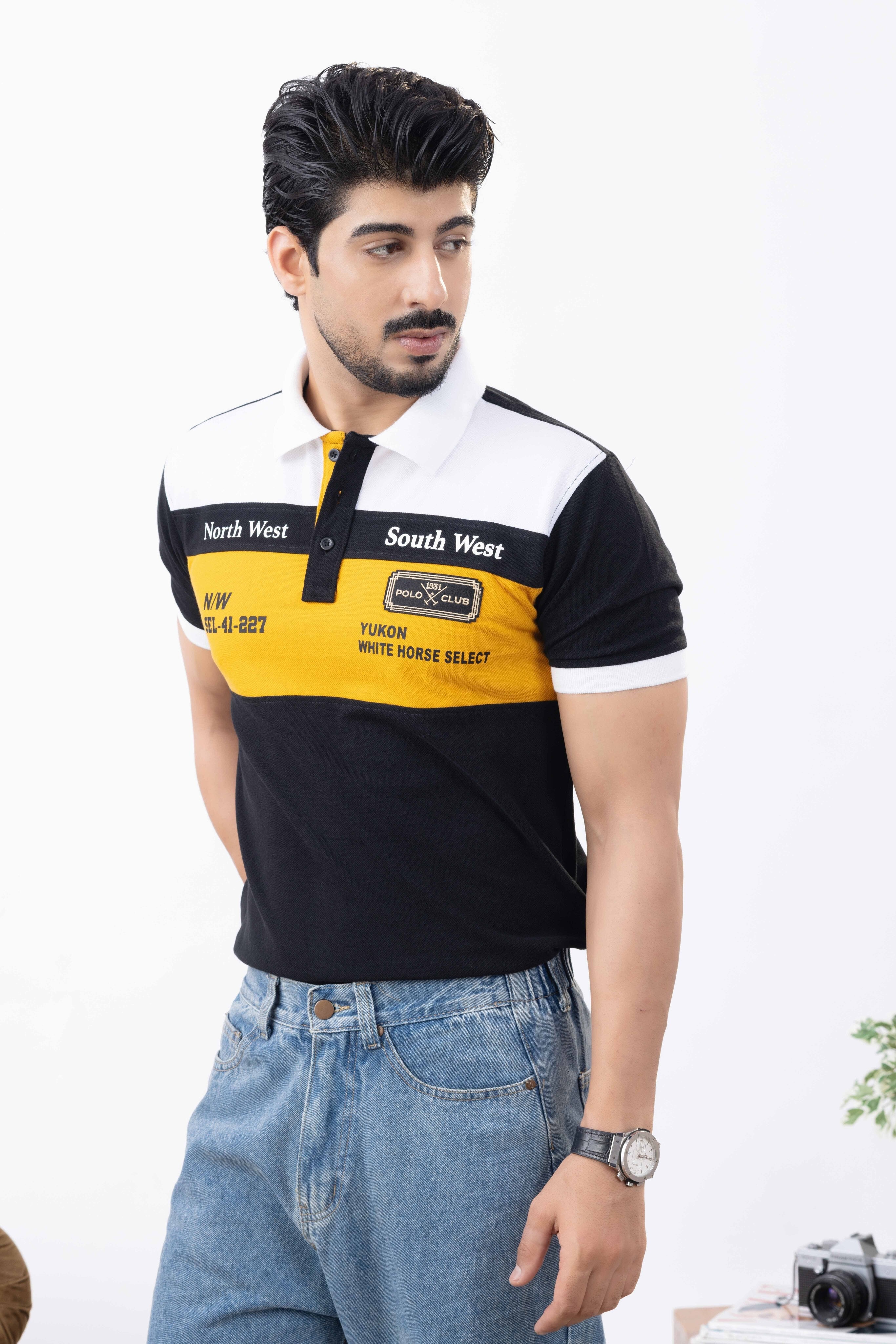 NORTH SOUTH WEST PRINT EMD BADGE POLO