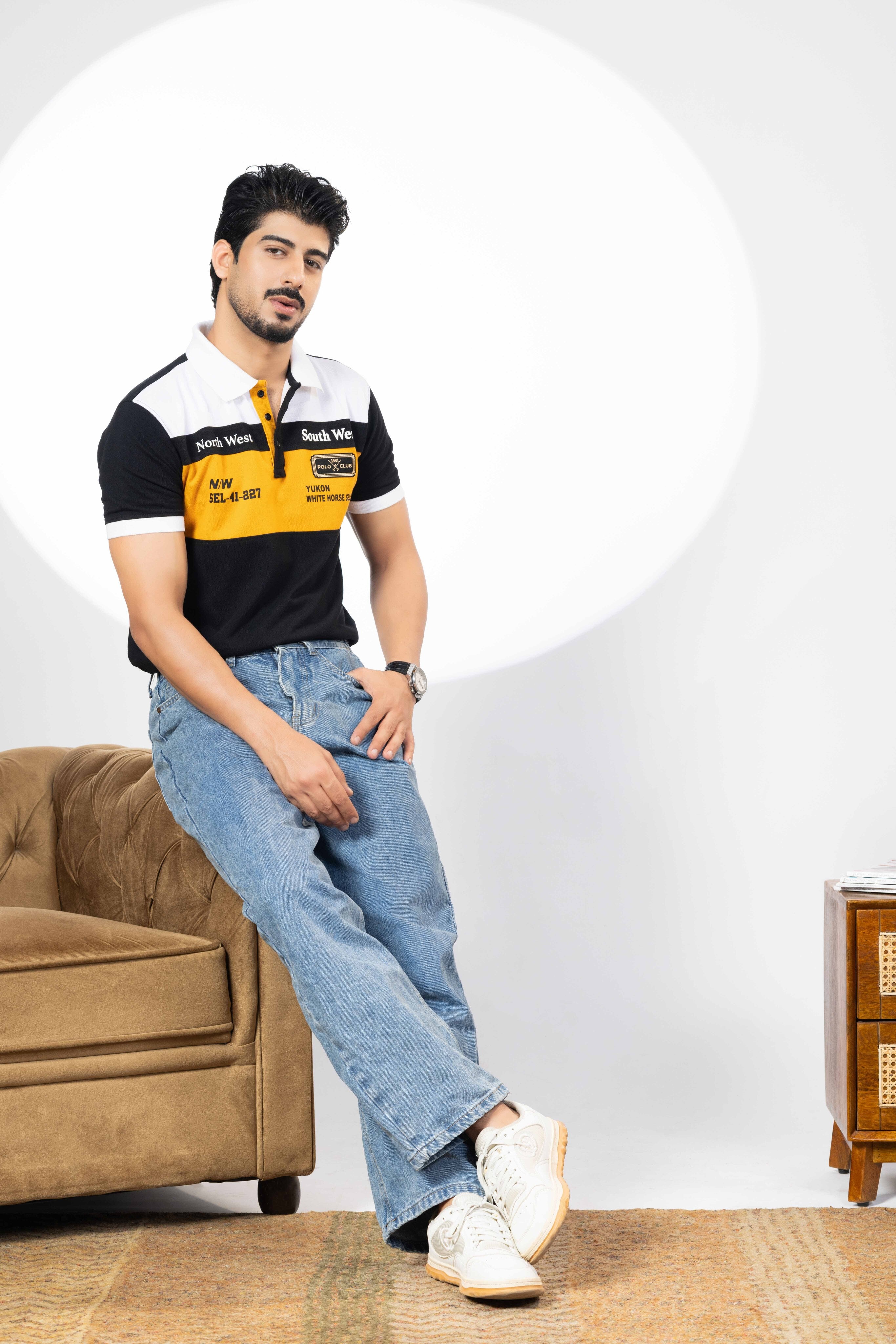 NORTH SOUTH WEST PRINT EMD BADGE POLO