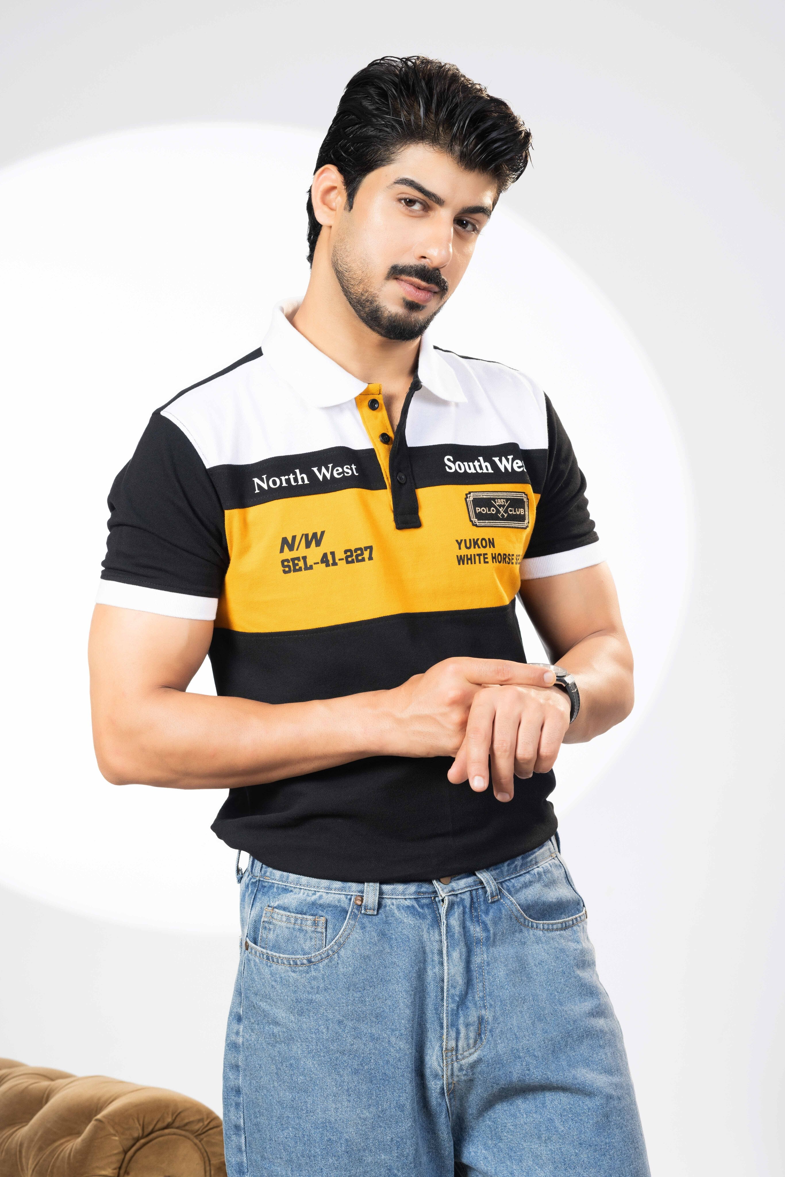 NORTH SOUTH WEST PRINT EMD BADGE POLO