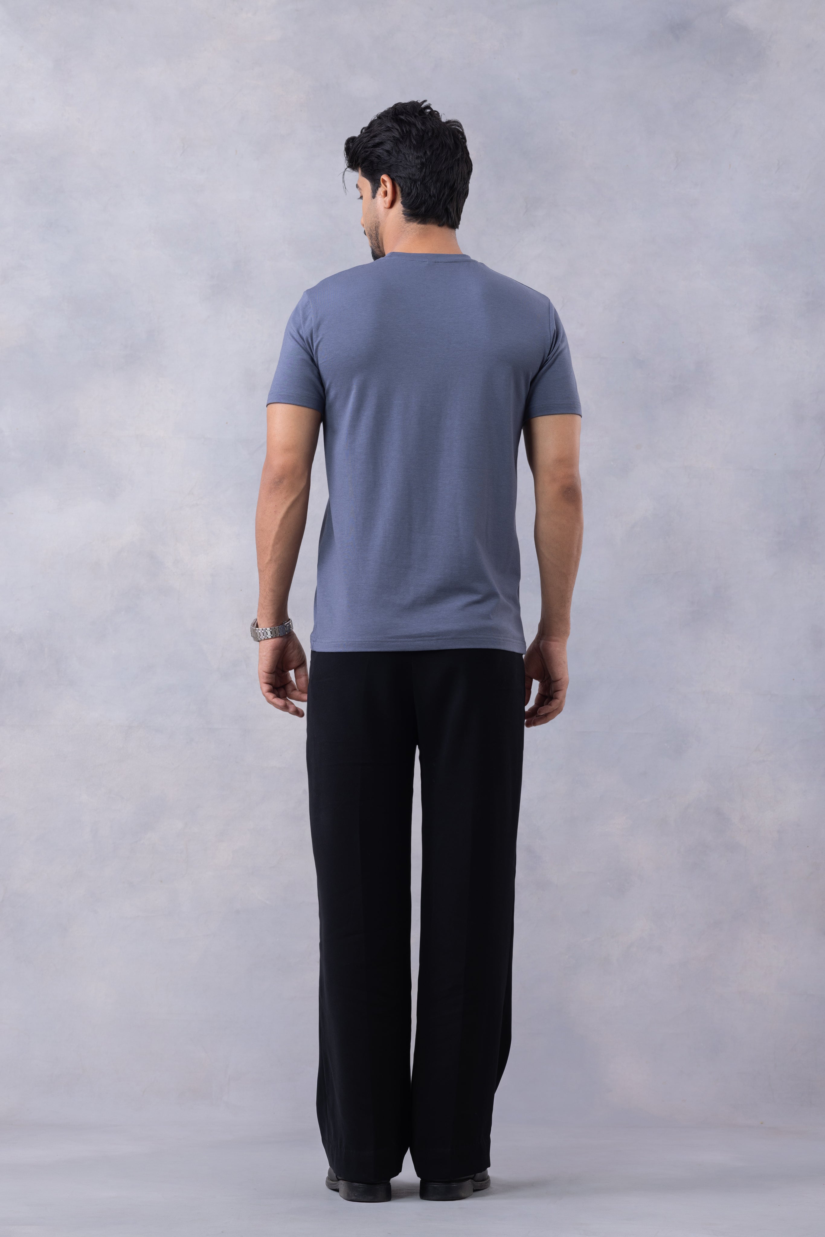 Blue "BE RAW" Half Sleeve Round Neck T-Shirt