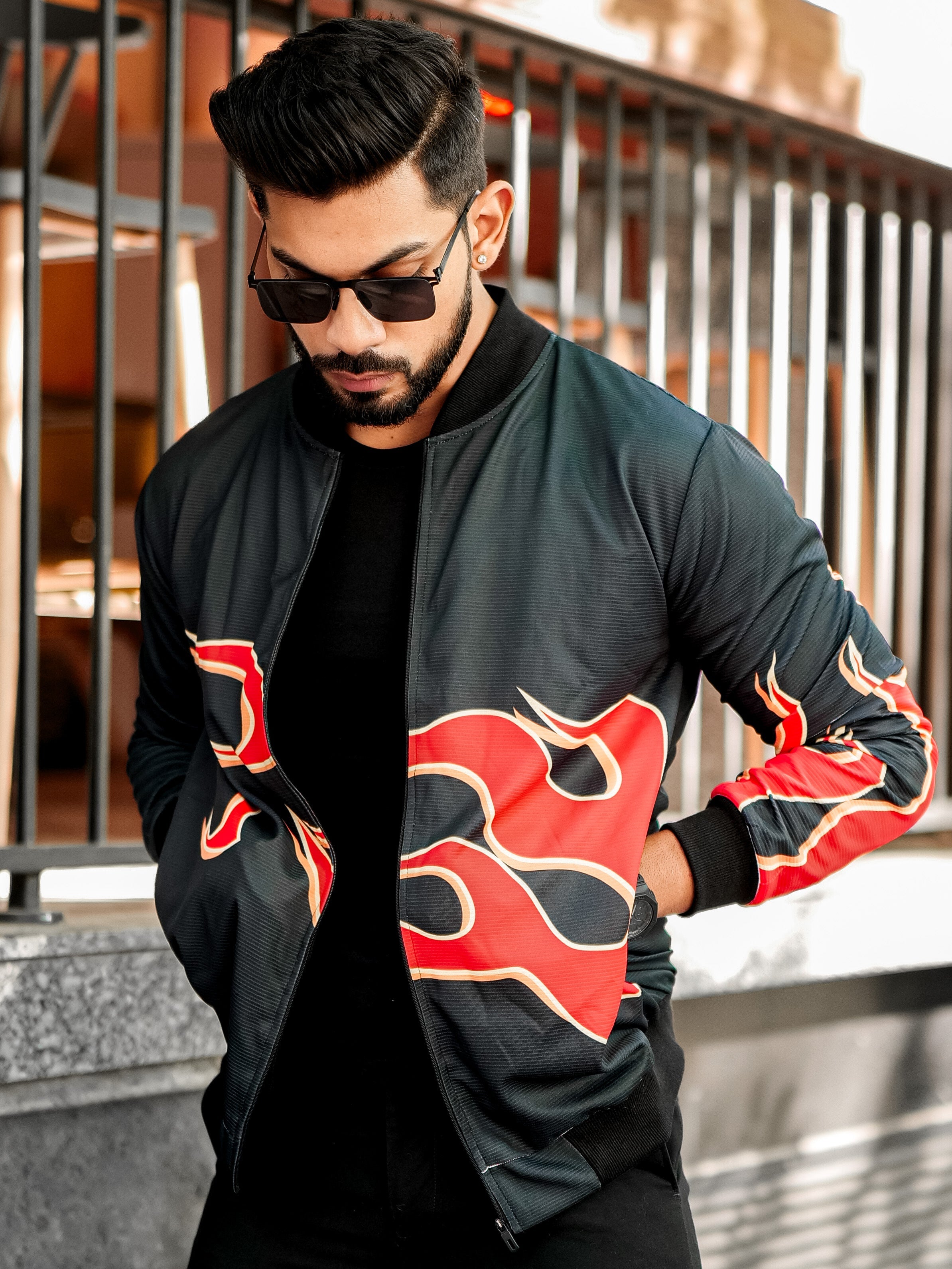 Black Red Classic Bomber Jacket