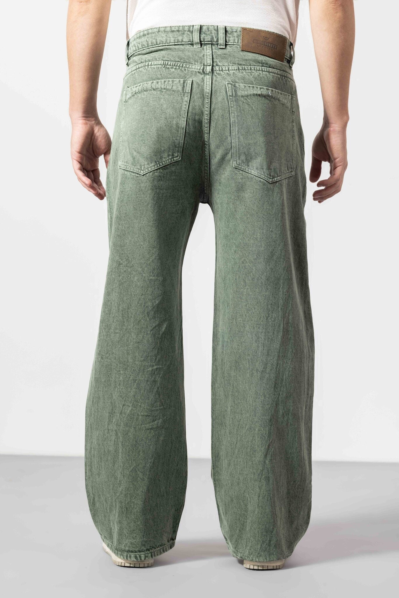 Light Green Men Loose Fit Denim Jeans