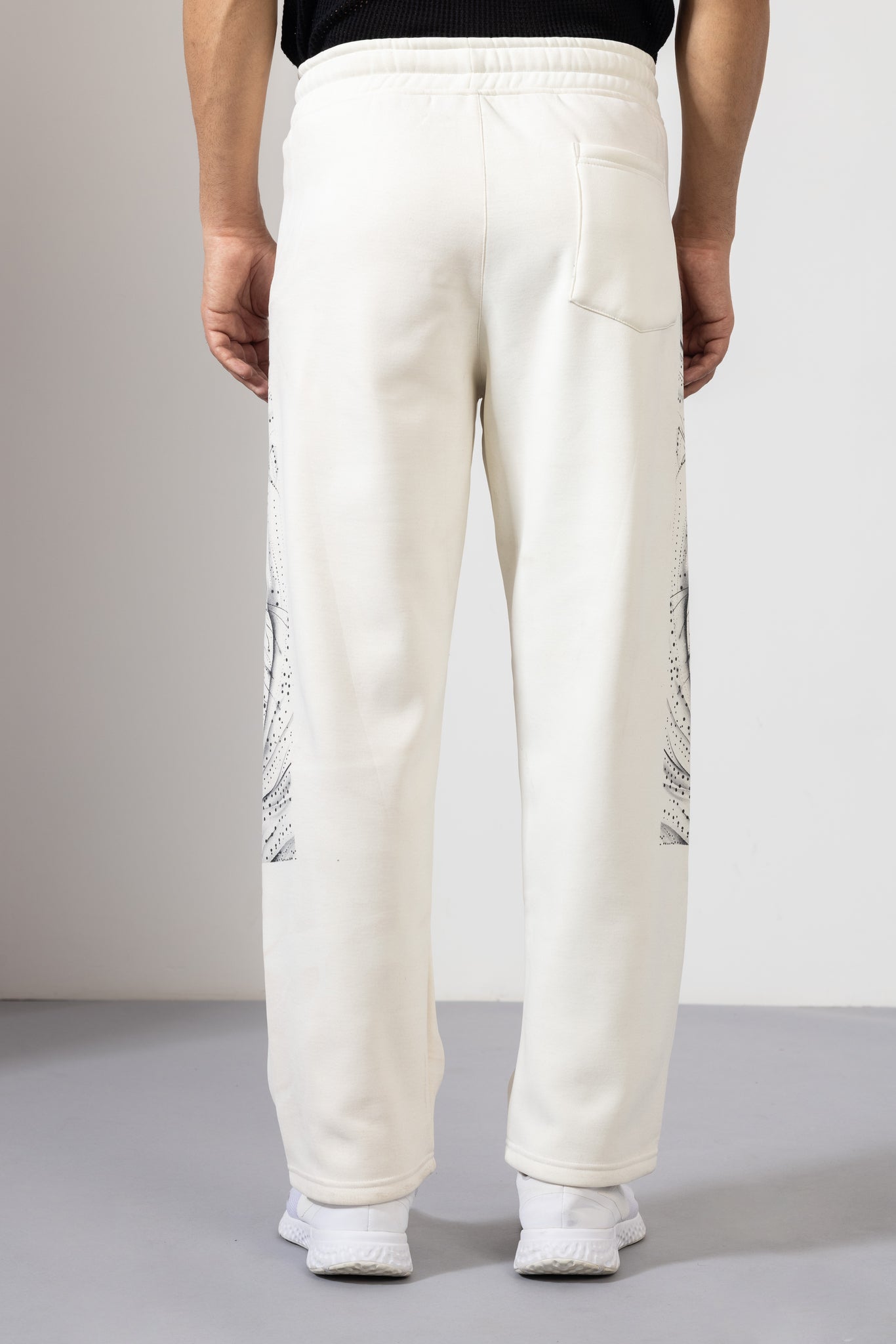 Cream Printed Sweatpants