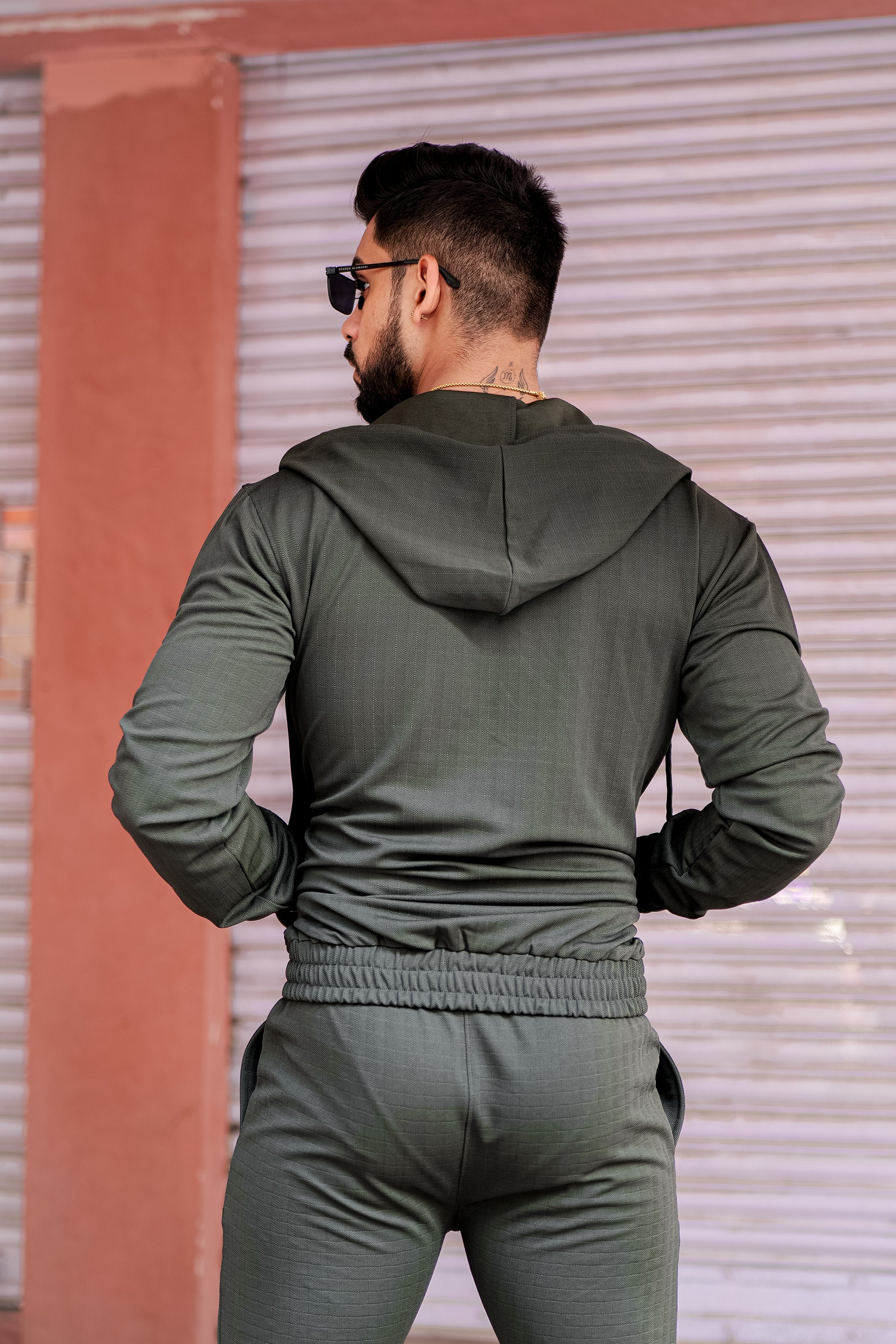Peanut Check Olive Tracksuit Co-Ord