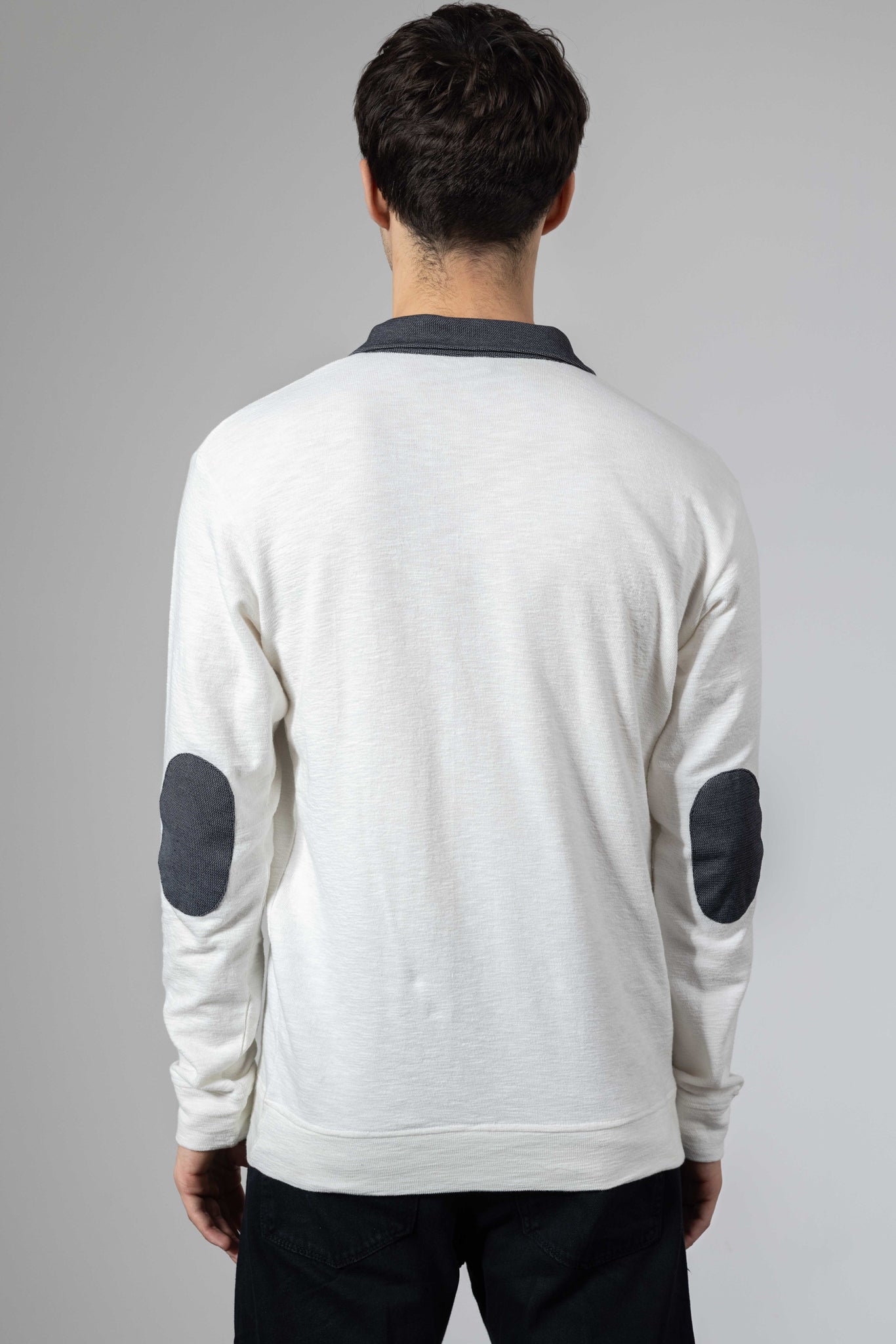 White Self Design Zipper Collar T-Shirt