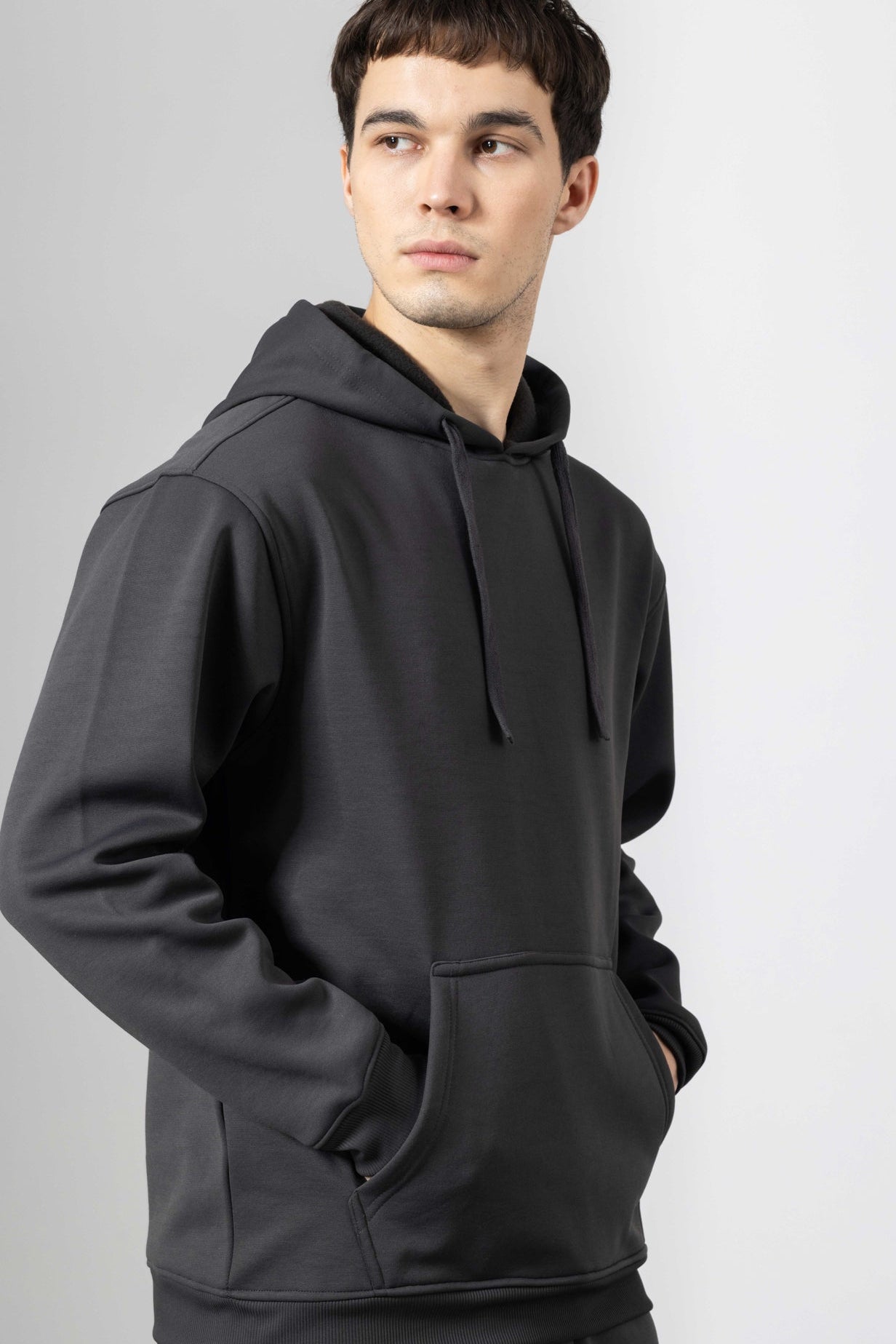 Dark Grey Heavy Fleece 2-piece Loose Fit hoodie and joggers set