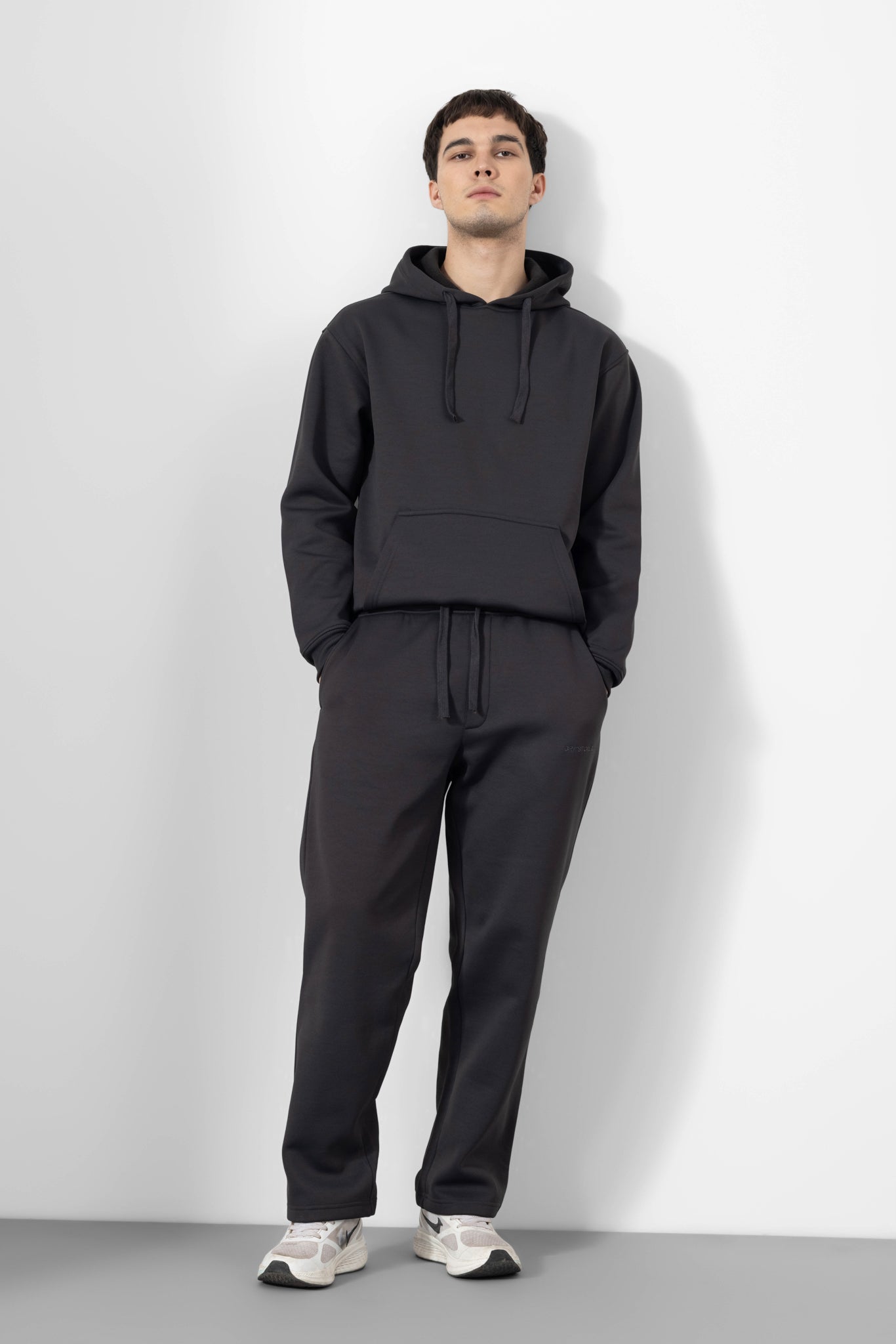 Dark Grey Heavy Fleece 2-piece Loose Fit hoodie and joggers set