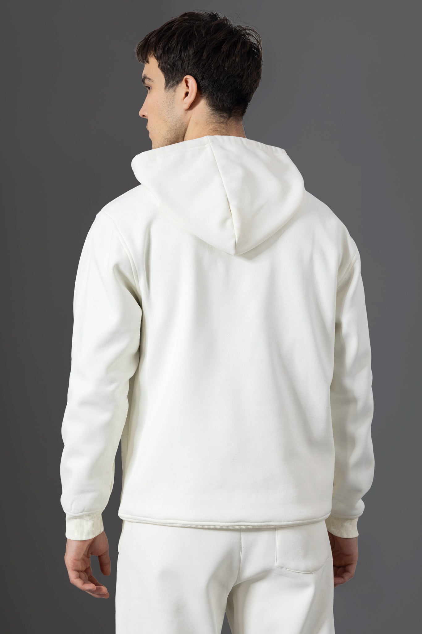 White Heavy Fleece (320gsm) 2-piece Loose Fit hoodie and joggers set