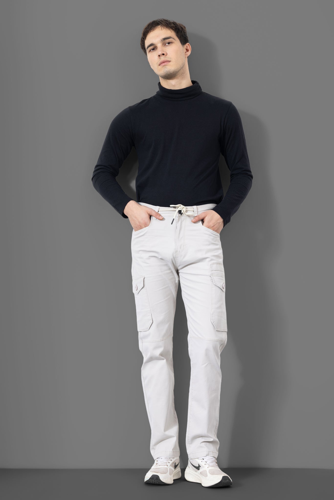 Cream Men Cargo Pants