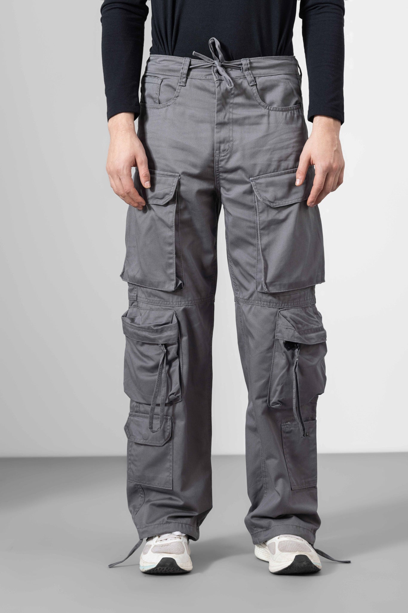 Grey Men Cargo Pants 10 Pockets