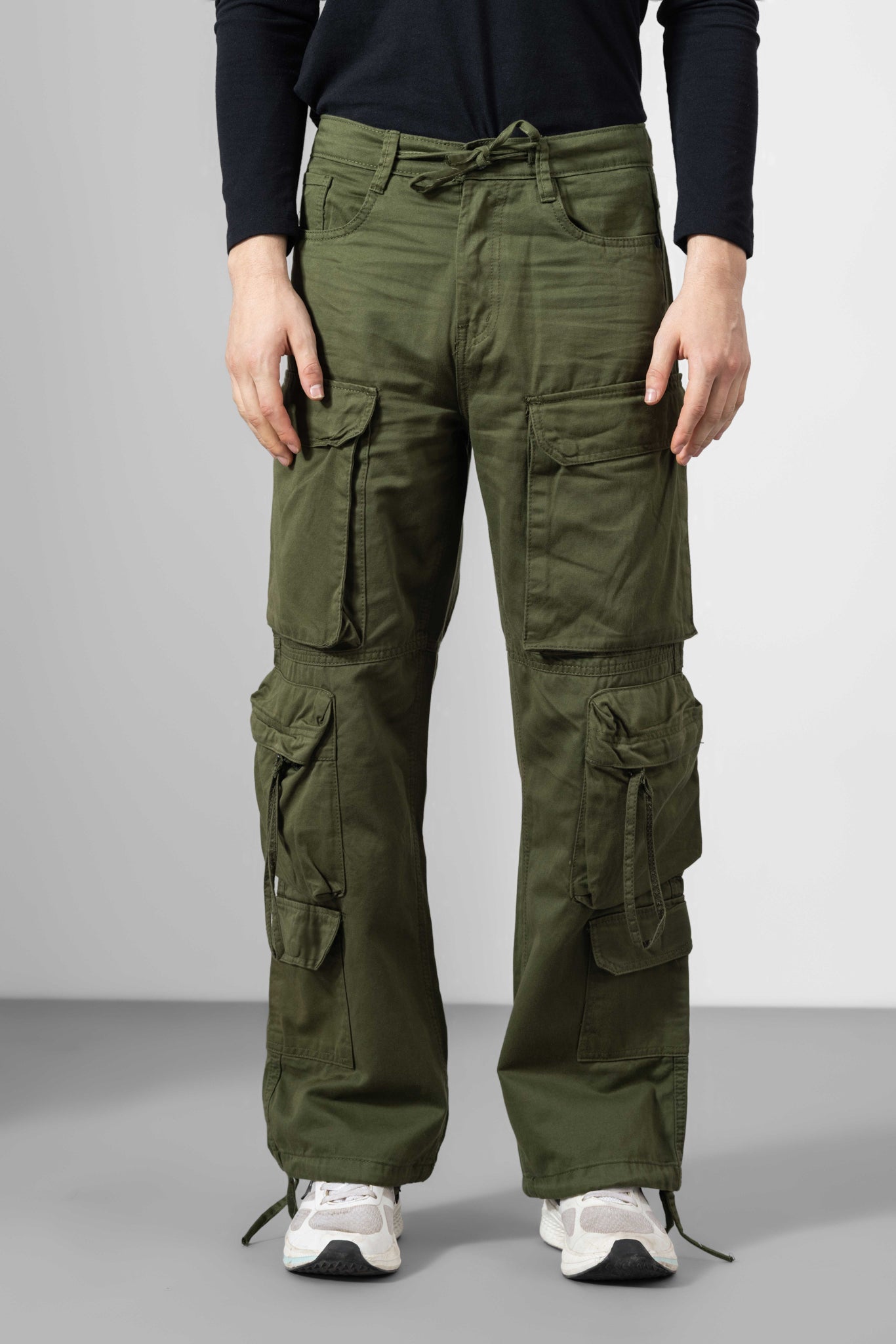 Olive Men Cargo Pants 10 Pockets
