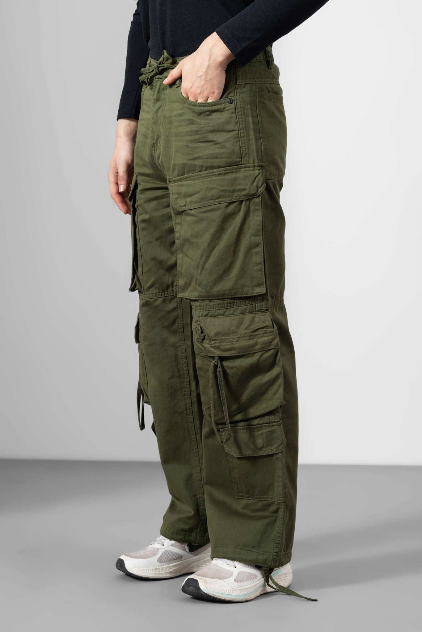 Olive Men Cargo Pants 10 Pockets