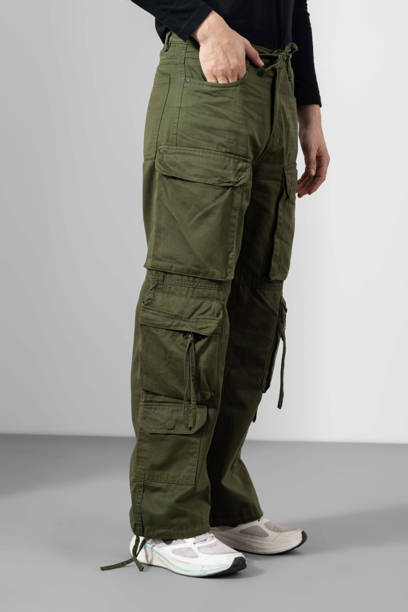 Olive Men Cargo Pants 10 Pockets