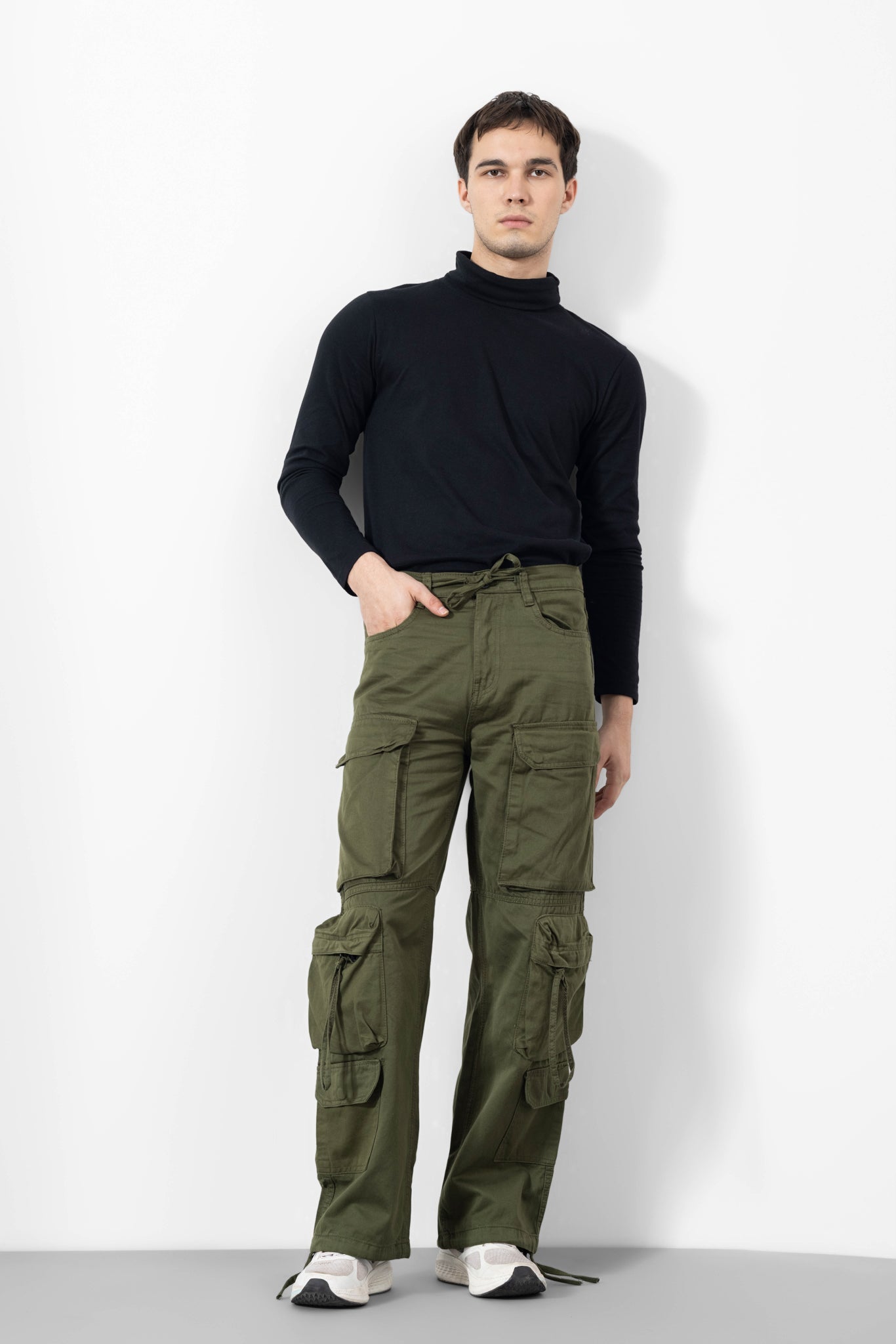 Olive Men Cargo Pants 10 Pockets