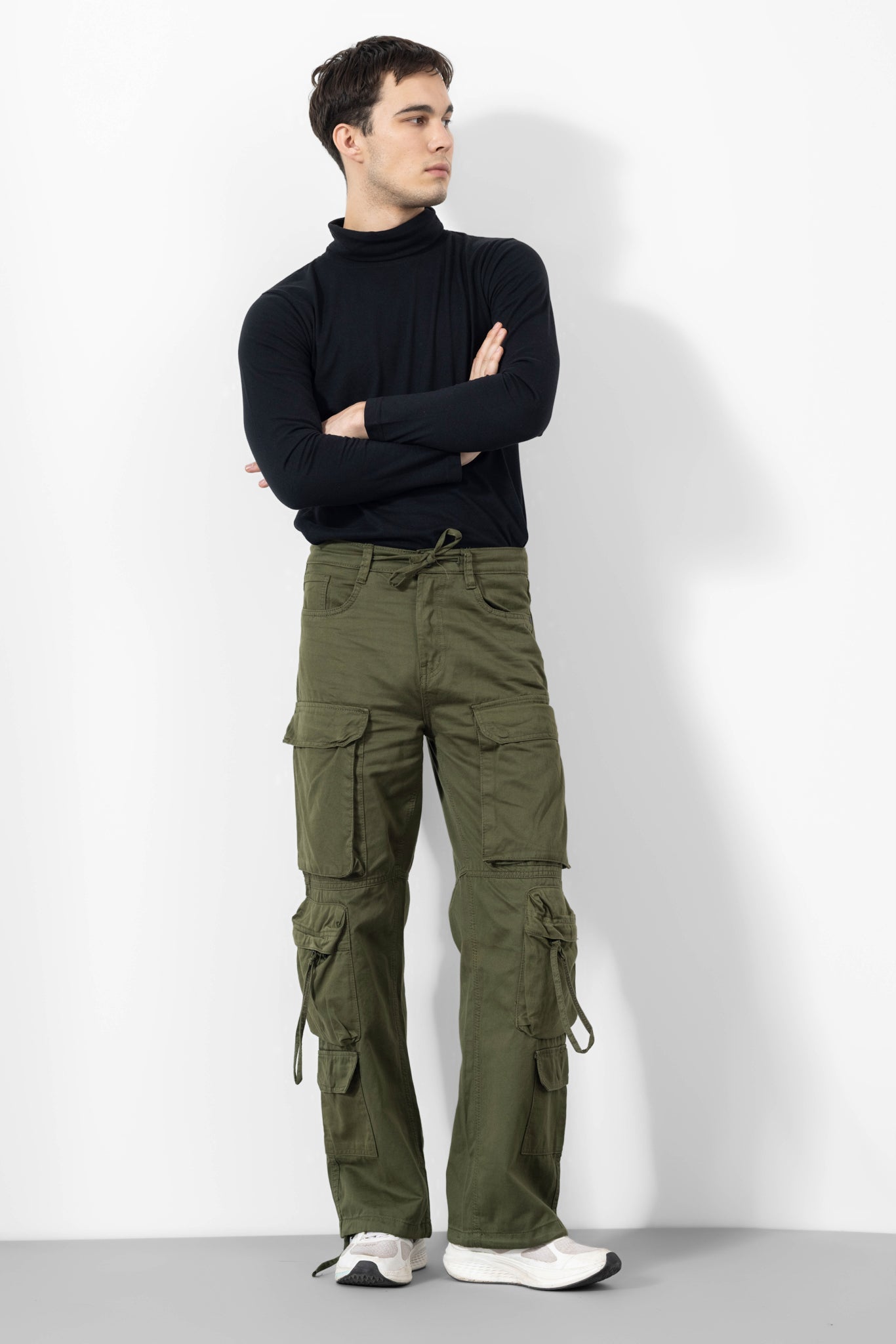Olive Men Cargo Pants 10 Pockets